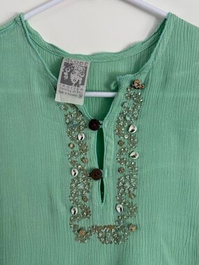 Globe Trotter Mint Green Embroidered Tunic Top